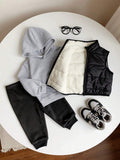 Buy SHEIN 3pcs/Set Baby Boys Casual Winter Thickened Velvet Lined Black Vest With Hood in Pakistan