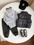 Buy SHEIN 3pcs/Set Baby Boys Casual Winter Thickened Velvet Lined Black Vest With Hood in Pakistan