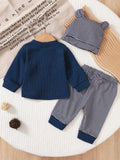 Buy SHEIN 3pcs/Set Newborn Baby Boy Blue Long Sleeve Top in Pakistan