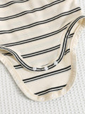 Buy SHEIN 4pcs Baby Boys/Girls Spring/Summer Cute Knitted Elastic Striped Short Sleeve Rompers Basic Bodysuit Multi-Pack in Pakistan