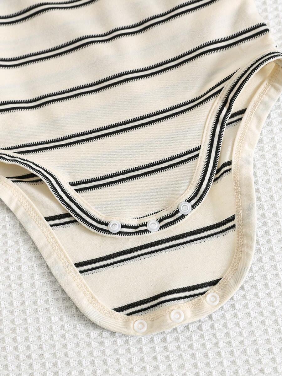 Buy SHEIN 4pcs Baby Boys/Girls Spring/Summer Cute Knitted Elastic Striped Short Sleeve Rompers Basic Bodysuit Multi-Pack in Pakistan