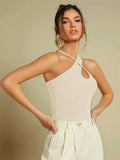 Buy SHEIN BAE Crisscross Front Ribbed Knit Top in Pakistan