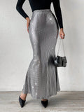 Buy SHEIN BAE High Waist Metallic Mermaid Hem Skirt in Pakistan