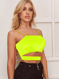 Buy SHEIN BAE Neon Yellow Cutout Cropped Cami Top in Pakistan