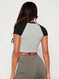 Buy SHEIN BASICS Colorblock Raglan Sleeve Crop Tee in Pakistan