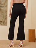 Buy SHEIN BIZwear Contrast Trim Split Hem Flare Leg Pants in Pakistan