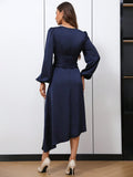 Buy SHEIN BIZwear Surplice Neck Lantern Sleeve Asymmetrical Hem Dress in Pakistan