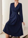 Buy SHEIN BIZwear Surplice Neck Pleated Hem Dress in Pakistan
