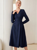 Buy SHEIN BIZwear Surplice Neck Pleated Hem Dress in Pakistan