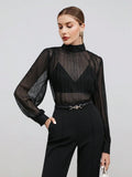 Buy SHEIN BIZwear Women Black Solid Color Blouse With Ruched in Pakistan