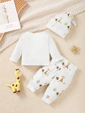Buy SHEIN Baby Boy 3pcs Set: Adorable Hat, Long Sleeve Top And Fashionable Casual Pants in Pakistan