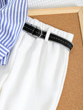 Buy SHEIN Baby Boy 4pcs/Set Blue & White Striped Long Sleeve Shirt in Pakistan