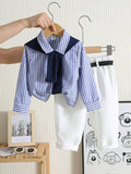 Buy SHEIN Baby Boy 4pcs/Set Blue & White Striped Long Sleeve Shirt in Pakistan