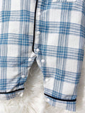Buy SHEIN Baby Boy Blue Plaid Cozy Long Sleeve Jumpsuit Pajamas in Pakistan