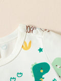 Buy SHEIN Baby Boy Cartoon Dinosaur Print Tee & Striped Overall Romper in Pakistan