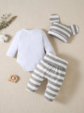 Buy SHEIN Baby Boy Cartoon Graphic Bodysuit & Striped Footed Pants in Pakistan