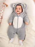 Buy SHEIN Baby Boy Colorblock 3D Ear Design Hooded Plush Sleep Jumpsuit in Pakistan