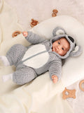 Buy SHEIN Baby Boy Colorblock 3D Ear Design Hooded Plush Sleep Jumpsuit in Pakistan