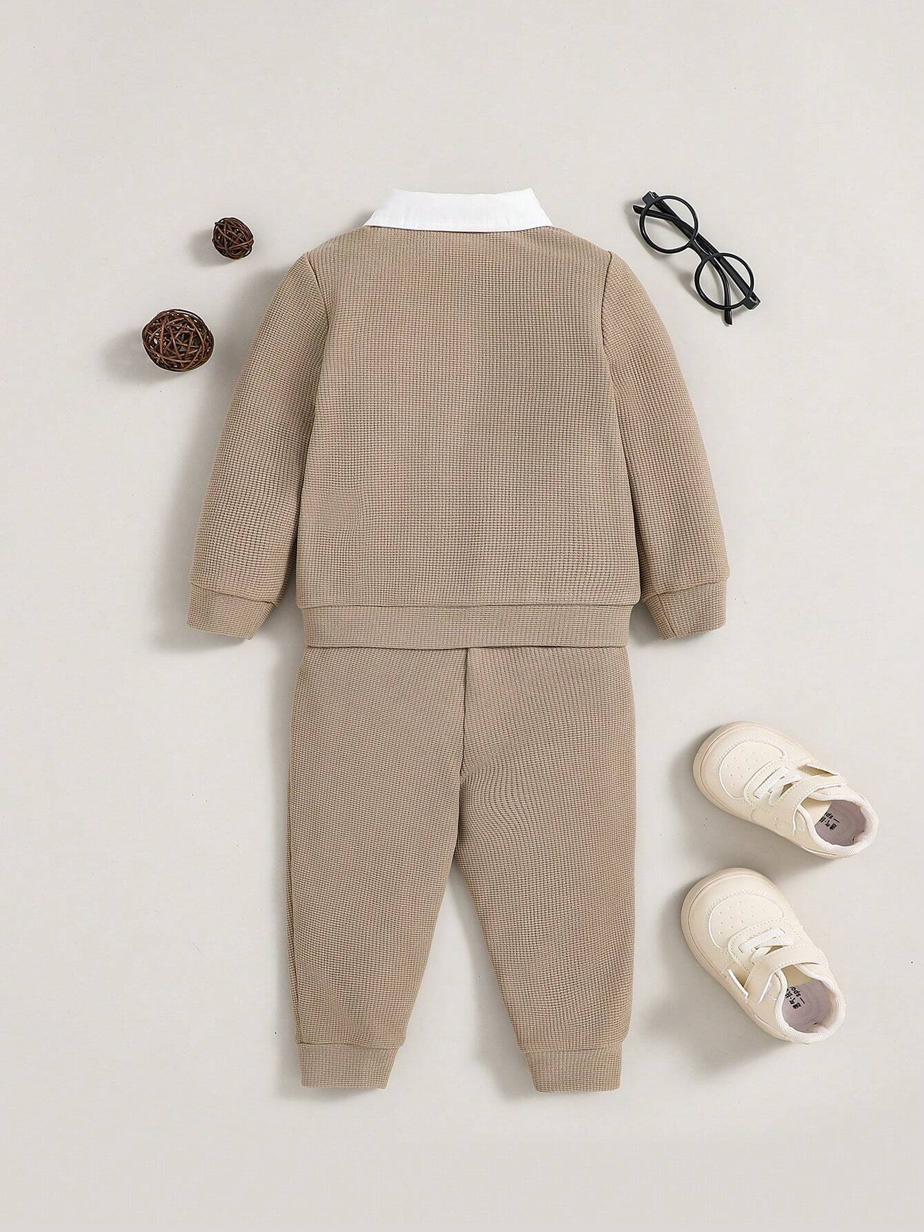 Buy SHEIN Baby Boy Contrast Collar 2 In1 Sweatshirt & Sweatpants in Pakistan