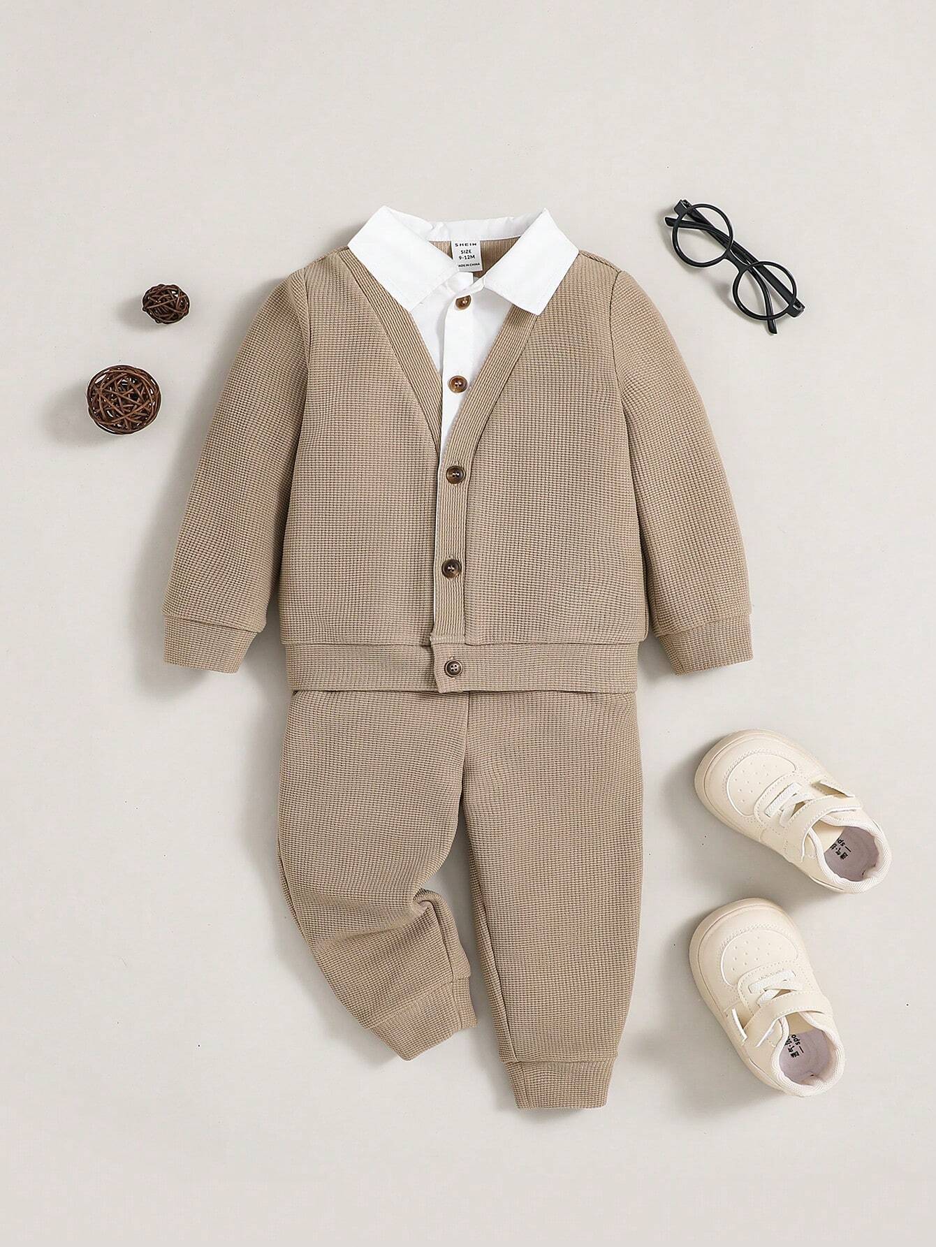 Buy SHEIN Baby Boy Contrast Collar 2 In1 Sweatshirt & Sweatpants in Pakistan