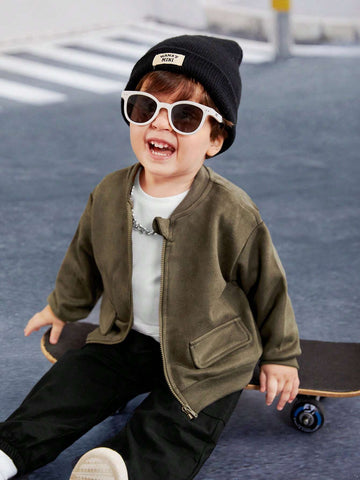 Buy SHEIN Baby Boy Dark Green Baseball Jacket in Pakistan