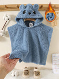 Buy SHEIN Baby Boy Hooded Bathrobe Swim Robe With Embroidered 3D Ear, Fleece One-Piece Garment For Autumn & Winter in Pakistan