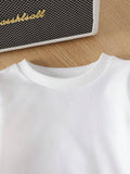 Buy SHEIN Baby Boy Plain Crew Neck Long Sleeve Top And Overalls 2-Piece Outfit, Casual Clothes in Pakistan