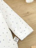 Buy SHEIN Baby Boys' Cute Polka Dot Cartoon Print And Solid Color Footed Romper For Home Wear in Pakistan