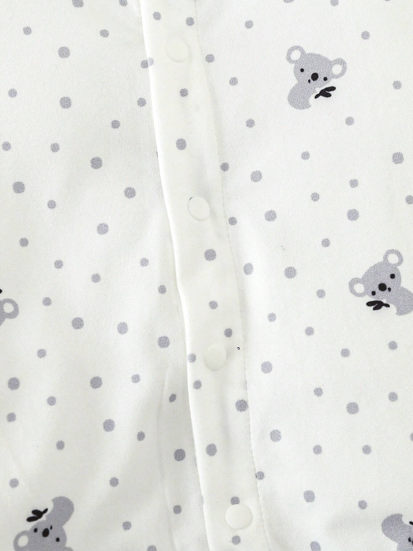 Buy SHEIN Baby Boys' Cute Polka Dot Cartoon Print And Solid Color Footed Romper For Home Wear in Pakistan