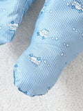 Buy SHEIN Baby Boys' Light Blue Car Printed Long Pants & Long Sleeve Bodysuit With Light Apricot Short Sleeve Bodysuit, 3pcs/Set Home Wear in Pakistan