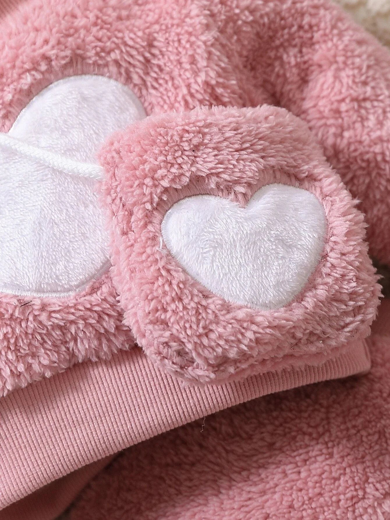Buy SHEIN Baby Girl Newborn Heart Embroidery Teddy Pullover & Pants & Bag in Pakistan