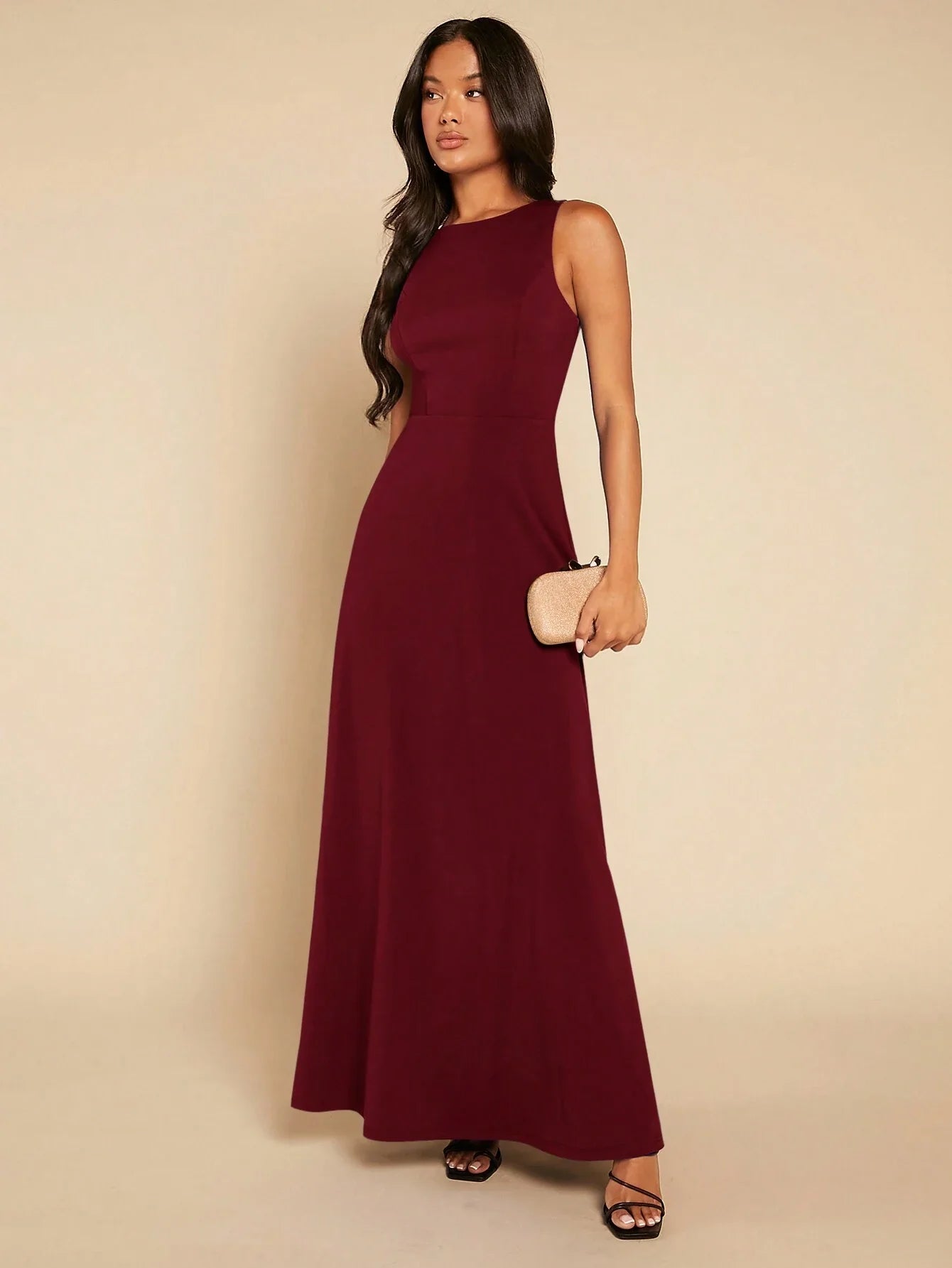 Buy SHEIN Belle Solid Maxi Bridesmaid Dress in Pakistan