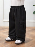 Buy SHEIN Casual Korean Style Patch Pocket Loose Straight Knit Sweatpants in Pakistan