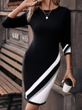 Buy SHEIN Clasi Color Block Sweater Dress in Pakistan