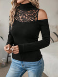 Buy SHEIN Clasi Contrast Lace Cold Shoulder Sweater in Pakistan