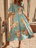 Buy SHEIN Clasi Floral Print Butterfly Sleeve A-line Dress in Pakistan