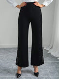 Buy SHEIN Clasi Ladies Elegant Mesh & Glitter Splice Black Slim Straight Leg Pants in Pakistan