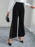 Buy SHEIN Clasi Ladies Elegant Mesh & Glitter Splice Black Slim Straight Leg Pants in Pakistan