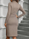 Buy SHEIN Clasi Printed Turtle Neck High Low Hem Dress Bodycon Dress in Pakistan