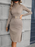 Buy SHEIN Clasi Printed Turtle Neck High Low Hem Dress Bodycon Dress in Pakistan
