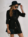 Buy SHEIN Clasi Roll Tab Sleeve Drawstring Waist Button Front Coat in Pakistan