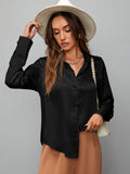 Buy SHEIN Clasi Satin Solid Button Up Shirt in Pakistan