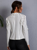 Buy SHEIN Clasi Striped Shawl Collar Open Front Blazer in Pakistan