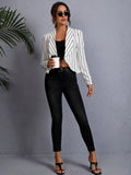 Buy SHEIN Clasi Striped Shawl Collar Open Front Blazer in Pakistan