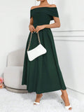 Buy SHEIN Clasi Women Fashion Solid Color Waist-Belted Off-Shoulder Dress in Pakistan