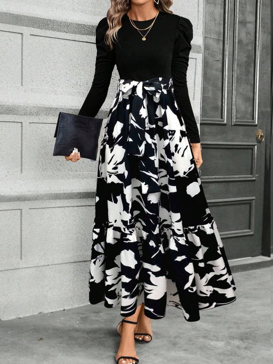 Buy SHEIN Clasi Women's Elegant Bowknot Splice Floral Print A-Line Dress in Pakistan