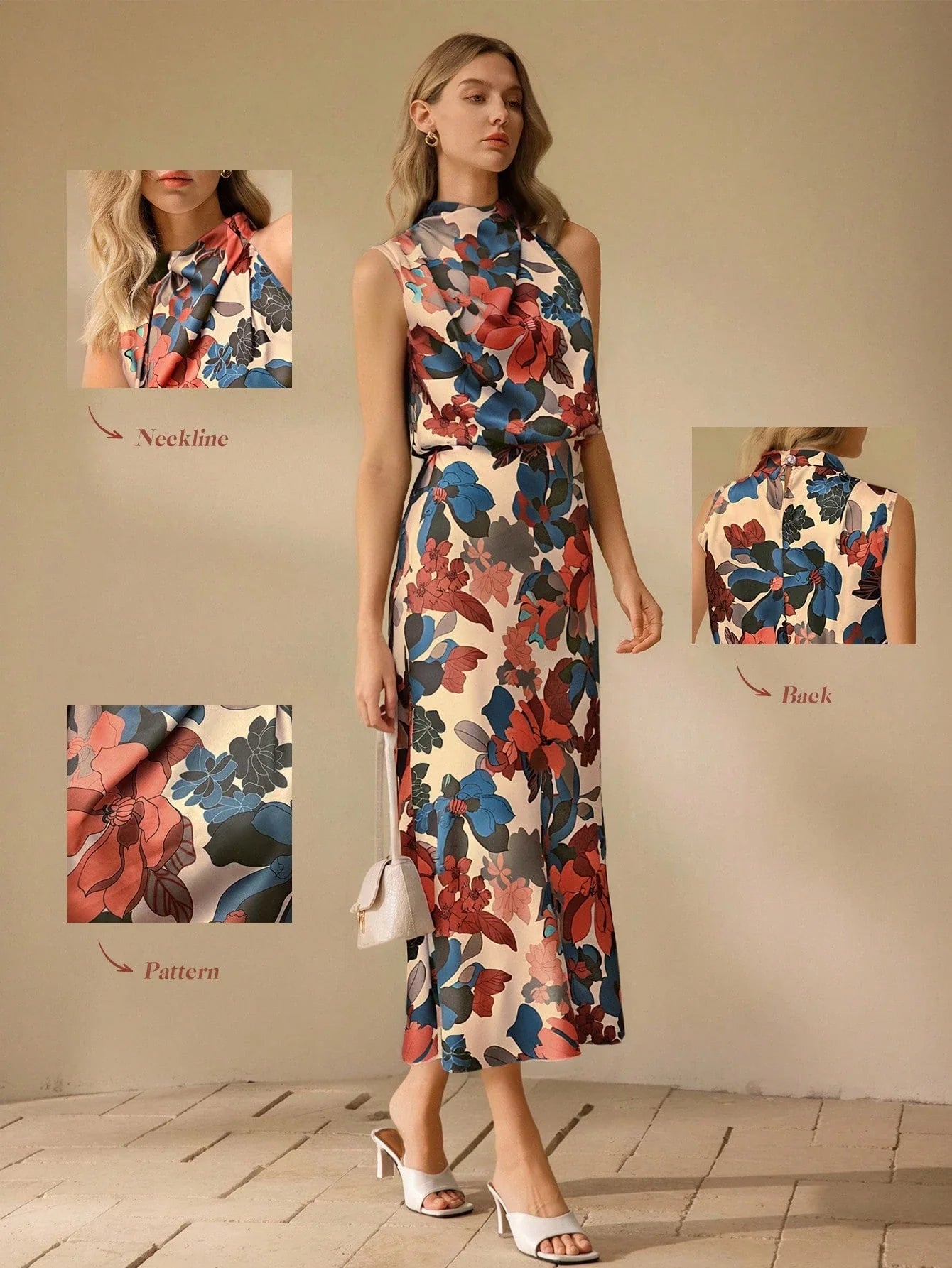 knee length dresses for ladies SHEIN Clasi Women's Elegant Floral Midi Dress