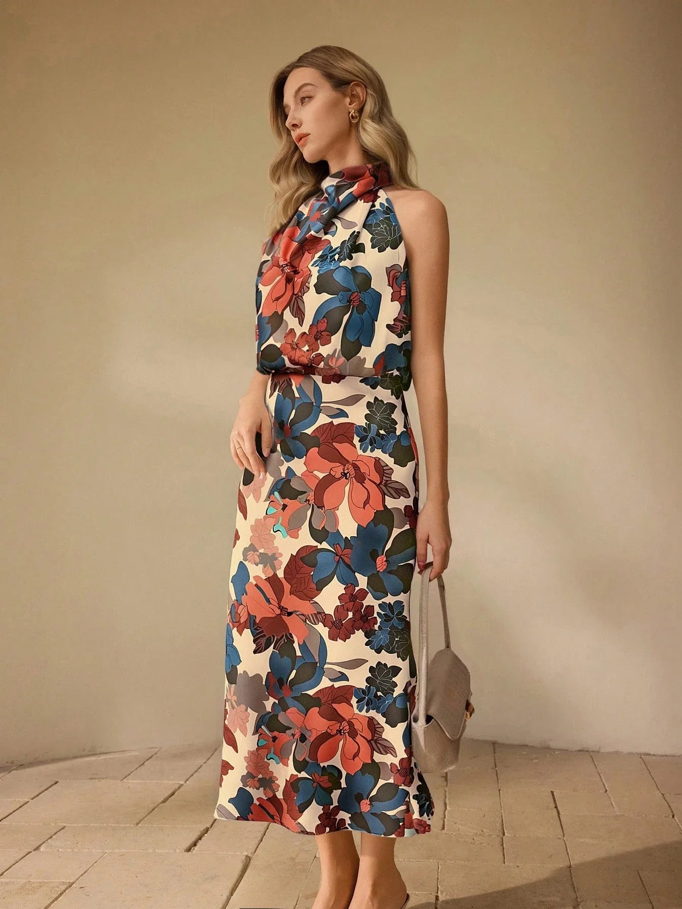 Buy SHEIN Clasi Women's Elegant Floral Midi Dress in Pakistan