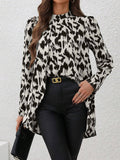 Buy SHEIN Clasi Women's Full Print Stand Collar Asymmetrical Hem Shirt in Pakistan