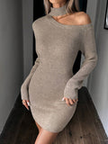 Buy SHEIN Clasi Women's High Neck Halterneck Long Sleeve Knit Sweater Dress in Pakistan